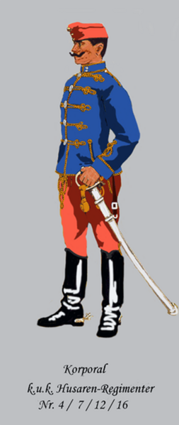 File:Korporal in Dienstadjustierung - 4.-7.-12. oder 16. k.u.k. Husarenregiment.png